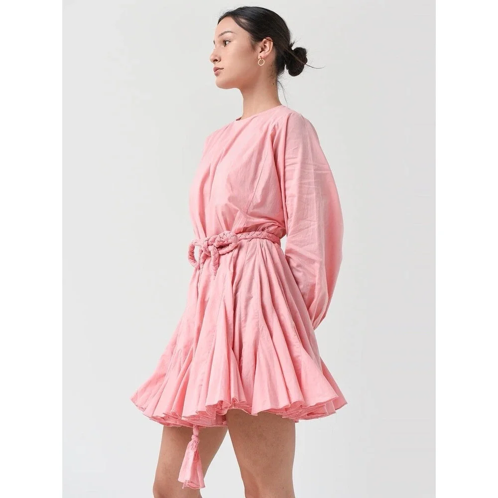 rhode pink dress RHODE | Dresses | Rhode Ella Dress Tie Waist Flutter Hem Mini Candy Pink M